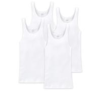 4 Schiesser Herren Canottiera - Cotone Doppio Rimp, Basic Cotton - Bianco
