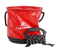 4 secchi da pesca pieghevoli da 5 l, contenitore portatile in EVA con coulisse, per esche vive e campeggio (rosso)