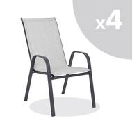 4 SEDIE BRACCIOLI ACCIAIO GIARDINO TERRAZZO BAR MARTINEZ GRIGIO CHIARO