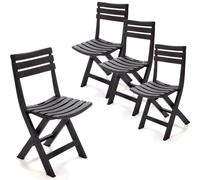 VIRSUS Set 4 Sedie da Giardino Pieghevoli in Polipropilene, misura 41x44x78 cm, Sedia Richiudibile Senza Braccioli per Esterno ed Interno, Made in Italy -BIRK4739 (Antracite)