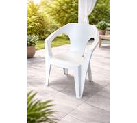 4 Sedie poltrone arredo giardino monoblocco colore marina bianca plastica elegan