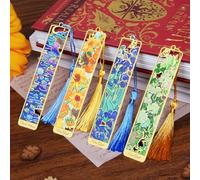 4 segnalibri in metallo con nappa, dorati Van Gogh Monet a tema pittura a olio carini segnalibri per leggere donne, uomini, bambini, amanti dei libri, accessori da lettura regali per gli amanti dei