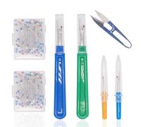 4 separatori per cuciture, seam ripper and thread Remover KitProfessional, grandi e piccoli, con custodia protettiva per l'apertura di cuciture e orli, 100 spilli
