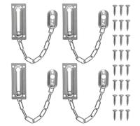 4 serrature a catena in acciaio inox, per porte anteriori, resistente, antifurto, limitatore interno per porte, balconi, residenze, camere da letto, armadi, finestre, motel, argento