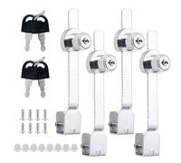 4 serrature per cremagliera, serratura per terrario, serratura per vetrina, con vite di fissaggio a cricchetto, serratura per porta in vetro, con chiave