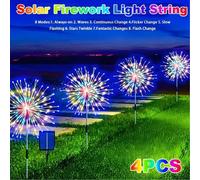 4 set 320 luci a LED solari a forma di fuochi d'artificio per decorazioni esterne, luci da giardino solari con 240 luci a forma di esplosione di stelle, 8 modalità per decorazione, adatte per centro c