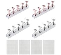 4 Set Acryl-Nagelkunst Praxis Racks,Stand Magnetico Supporto per Pratica della Punta delle Unghie Nail Training Display Racks Nail Art Stand Supporto con 400 Adesivi(Argento,Rosa)