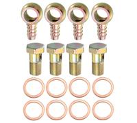 4 Set Banjo Tubo Flessibile Barb Bullone Raccordi Metallo con 18mm Distanziatori