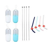 4 Set Cannucce Riutilizzabili Cannucce in Silicone con Custodia E Spazzola Per La Pulizia Set di Cannucce Portatili Pieghevoli Per Viaggi di Festa