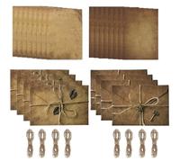 4 Set Carta da lettere con busta Carta da Lettere con Buste Vintage Carta da Lettere con Buste Vintage Kit per Scrivere Lettere Antiche Buste Anticate Carta da Lettere Ciondolo in Metallo Corda Canapa