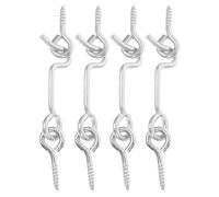 4 Set Chiusura Gancio e Occhiello per Porte e Finestre, Argento | Acciaio al Carbonio, Fissaggio Stabile della Posizione, Effetto Antivento, per Ufficio e Casa, Viti