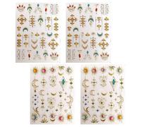 4 Set Di Adesivi Per Unghie Bohemien, Adesivi Per Unghie Autoadesivi Creativi, Adesivi Tridimensionali 3D, Accessori Per Decorazioni Per Unghie, Nail Art Fai Da Te.