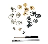 4 set di borchie metalliche a pallina, rivetti, anelli a D con 2 attrezzi per borse a tracolla in pelle, fibbie a forma di secchio in lega di zinco a forma di barile per il cinturino della borsa con m