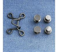 4 set di bottoni automatici per jeans in metallo staccabili, spille regolabili per pantaloni, clip per ridurre la vita, fibbie per abbigliamento, strumenti per cucire, grandi, neri (32 mm), 2 set