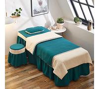 4 Set di copriletti in Cotone per la Bellezza, Set di Lenzuola morbide e Traspiranti per Lettino da Massaggio, Gonna copriletto per tavoli da Salone - Il Lago è Blu 180x60 cm (71x24 Pollici