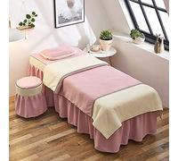 4 Set di copriletti in Cotone per la Bellezza, Set di Lenzuola morbide e Traspiranti per Lettino da Massaggio, Gonna copriletto per tavoli da Salone - Rosa 190x80 cm (75x31 Pollici)