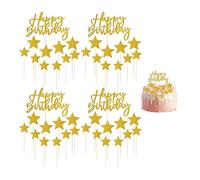 4 set di inserti decorativi per torte di compleanno, decorazione per torte di compleanno, decorazione per torte dorate, accessori decorativi