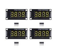 4 set di moduli di display a tubo digitale a 7 segmenti a 4 cifre con LED, chip di pilotaggio TM1637 da 0,36 pollici, display numerico chiaro con punto decimale, scheda PCB (Giallo MRA110C)