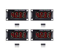 4 set di moduli di display a tubo digitale a 7 segmenti a 4 cifre con LED, chip di pilotaggio TM1637 da 0,36 pollici, display numerico chiaro con punto decimale, scheda PCB (Rosso MRA110B)
