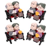 4 set di ornamenti panca nonno nonna per giardino fatato bonsai