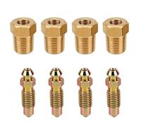 4 set di viti e kit di base per spurgo freni NPT da 1/8", include viti di spurgo da 1/4"-28 e basi filettate da 1/8"-27 di ricambio per pinze freno auto