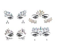 4 set Face Jewels bastoni su strass retti di tatuaggi temporanei luminosi per le donne festival di musica Carnival Festival Accessori ravi.