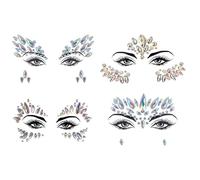 4 set Face Jewels Stick su strass, adesivi per il viso luminosi regali di tatuaggi temporanei per le donne festival musicale feste