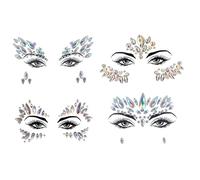 4 set Face Jewels Stick su strass, adesivi per il viso luminoso Regali di tatuaggi temporanei per le donne Accessori per festival musicale Carnival