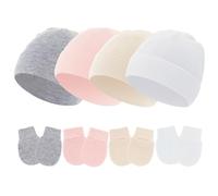 4 Set Guanti Anti-scratch Con Cappello Cofano Morbido E Traspirante Cappello Fetale Brimeless Cospidiere A Per Bambini Confortevole