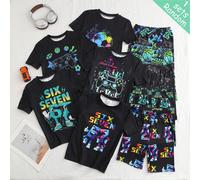 [4 Set Inviati Casualmente 1 Set]2 pezzi/Set Ragazzi Adolescenti Console di Gioco Personalizzata Calcio Divertente Motivo Numerico Girocollo Maglia a Maniche Corte Pantaloncini Vestibilità Aderente Se