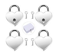 4 Set Lucchetto a Forma di Cuore Lucchetto a Cuore Piccolo Mini Lucchetto con Chiavi per Diario,Scatola di Immagazzinaggio,Scatola di Gioielli, Borse,Borse per Bagagli,Regali