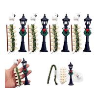 4 Set Mini Lampioni con Illuminazione Recinzione Lampione stradale Accessori per casa delle bambole Lanterna in miniatura per percorso villaggio per micro paesaggio fai da te