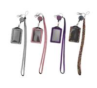 4 Set Porta Carte D'Identità con Cordino di Strass Porta Badge Retrattile n6256