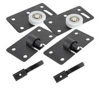 4 Set Ruote per Porta Scorrevole per Mobili, Rulli Armadio Nero | Acciaio Laminato a Freddo, Limitatore Tampone, Sostituzione Facile e Silenziosa, per Manutenzione Mobili