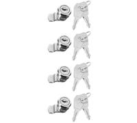4 set Serratura a Camma per Cassetti 16mm con Chiavi, argento | Lega di Zinco e Acciaio Inox, Installazione Rapida, per Armadietti e Pannelli Tecnici, 2,5x2,2x1,6cm