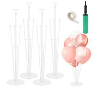 4 Set Supporto Palloncini Da Tavolo, Supporto Per Palloncini Trasparente Struttura Palloncini Da Tavolo con Basi, Pompa, Adesivi a Punti per Feste, Matrimoni, Compleanni, Anniversari