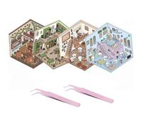 4 Sets DIY 3D House Stickers, DIY Stickers Scene Make Your Own Stickers, Isometric Sticker Book, Fun Cute Korean Cartoon Scene Stickers,DIY 3D Sticker Scene Stickers.