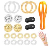 4 sfere magnetiche per acopressione e 10 anelli per agopressione e 4 braccialetti per agopressione e 2 clip per acupressione e 1 rullo per massaggio per dita, palla per riccio da 32 mm, anelli per