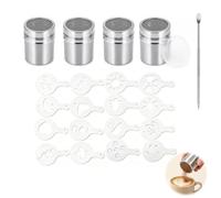 4 shaker per farina, zucchero con ago a maglia fine e 16 stencil