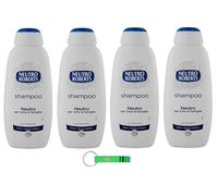 4 shampoo Neutro Roberts - Shampoo neutro per tutti i tipi di capelli - Ingredienti di origine naturale 450 ml + ingredienti di origine naturale + portachiavi Beni Culinari
