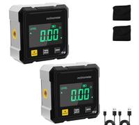 4-Side Magnetic Digital Angle Gauge, 2025 Upgrade 4-Side Magnetic Digital Angle Gauge, Cube Inclinometer with LCD Display, for Woodworking, Construction & Machinery (2 Pcs)