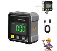 4-Side Magnetic Digital Angle Gauge with Laser, Digital Inclinometer Magnetic with Laser, Mini Nivel Digital, USB Charging Digitals Inclinometer Level for Woodworking Construction (1pcs)