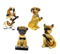 4 simpatici cagnolini musicisti con testa dondolante cm8,5 by Mandorle Bombonier