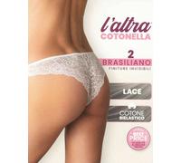 4 slip da donna brasiliana pizzo COTONELLA GD284 cotone elasticizzato mutanda