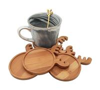 4 Sottobicchieri a Mosaico in Bambù - Vassoi Con Base Vuota per Artigianato Fai Da Te, Forniture per Mosaico, Piatti Artistici (Cervo)