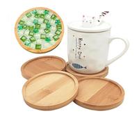 4 Sottobicchieri a Mosaico in Bambù - Vassoi Con Base Vuota per Artigianato Fai Da Te, per Bicchieri e Piatti Artistici (Rotondi)