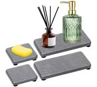 4 sottobicchieri assorbenti per diatomite, diatomi, assorbenti, per cucina, sapone, vassoi per tazze, bottiglie di bevande, piante (grigio)