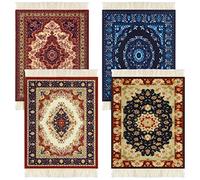 4 sottobicchieri da tavolo, con design orientale, in tessuto, design orientale, in tessuto, elegante, per cucina e bar, per casa, ufficio e molto altro (modello classico)