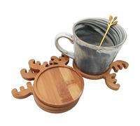 4 sottobicchieri in bambù a mosaico per artigianato, vassoi con base vuota, sottobicchieri, sottobicchieri, sottobicchieri, piatti artistici, forniture per mosaico fai da te (cervo)