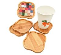 4 sottobicchieri in bambù con mosaico, vassoi base vuoti per artigianato e forniture per mosaico fai da te, sottobicchiere per tazze da bere, sottobicchiere per piante, piatto d'arte (forma a
